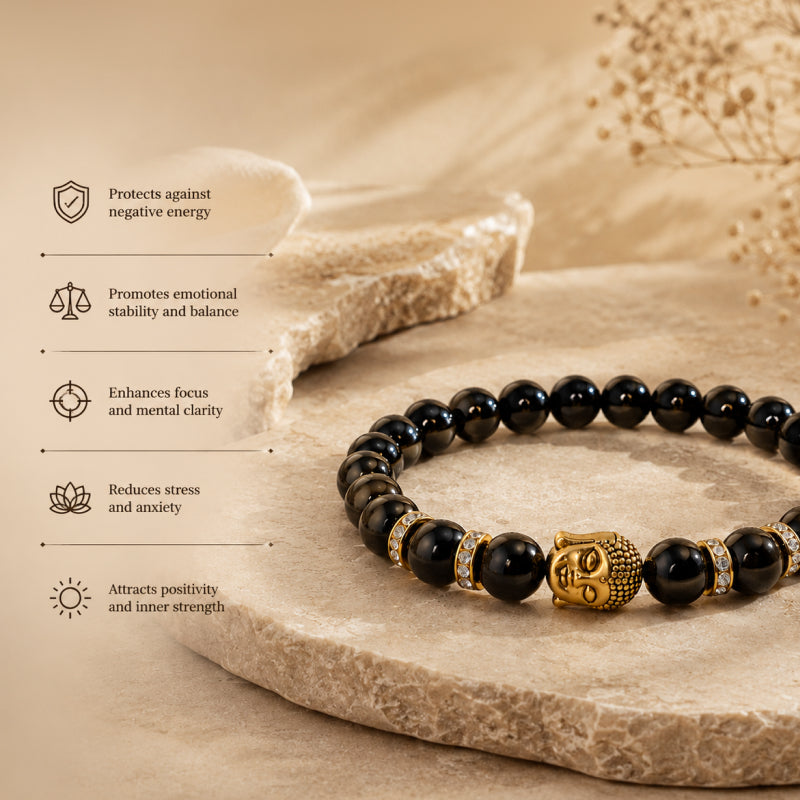 Buddha Black Tourmaline Protection Bracelet