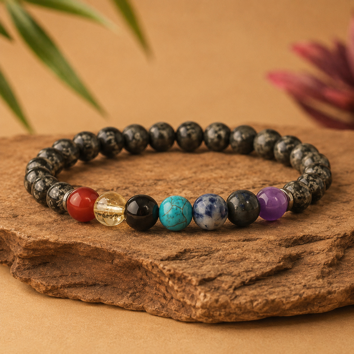 Manifest Pyrite 7 Chakra Bracelet