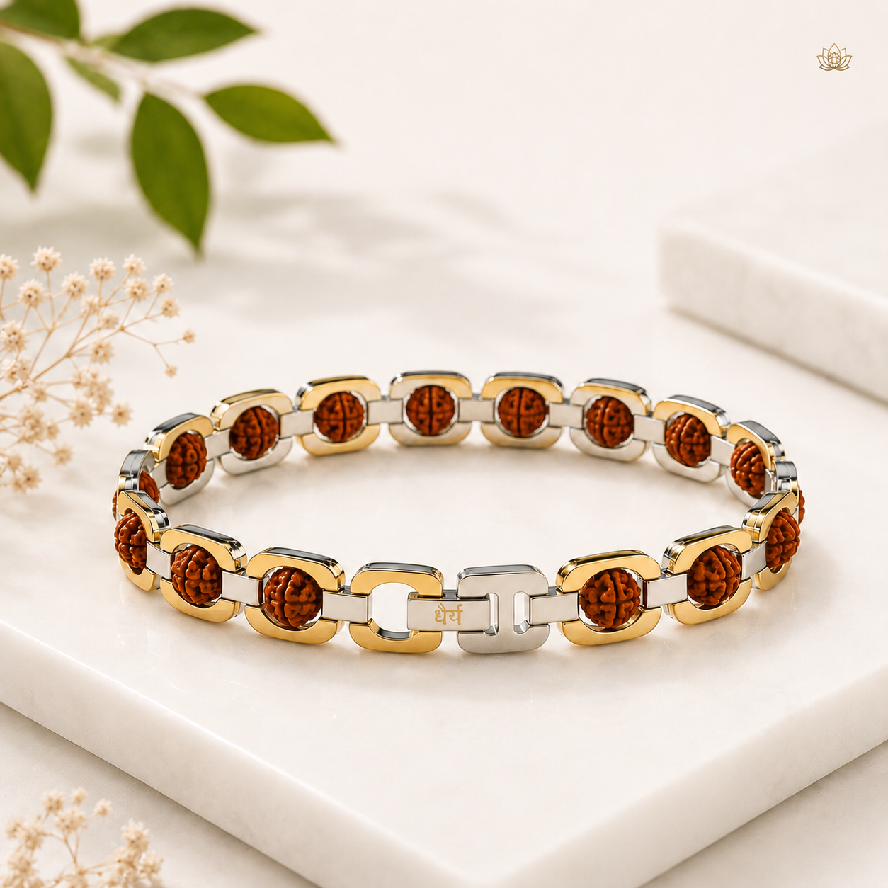 Gold Plated Modern Rudraksha Bracelet