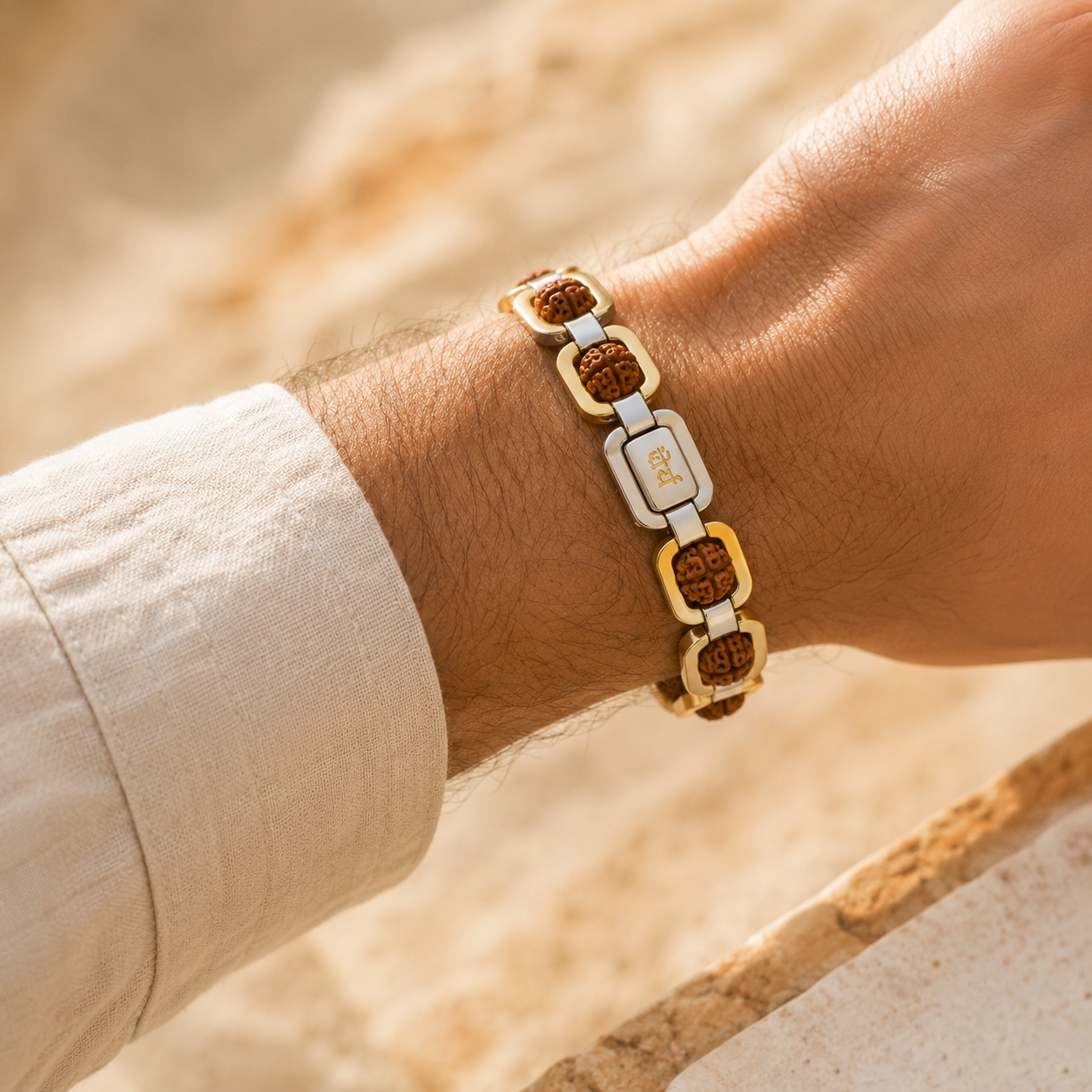 Gold Plated Modern Rudraksha Bracelet