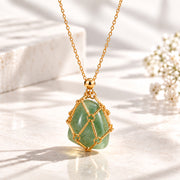 Green Aventurine Elara Woven Heart 18K Real Gold Plated Necklace