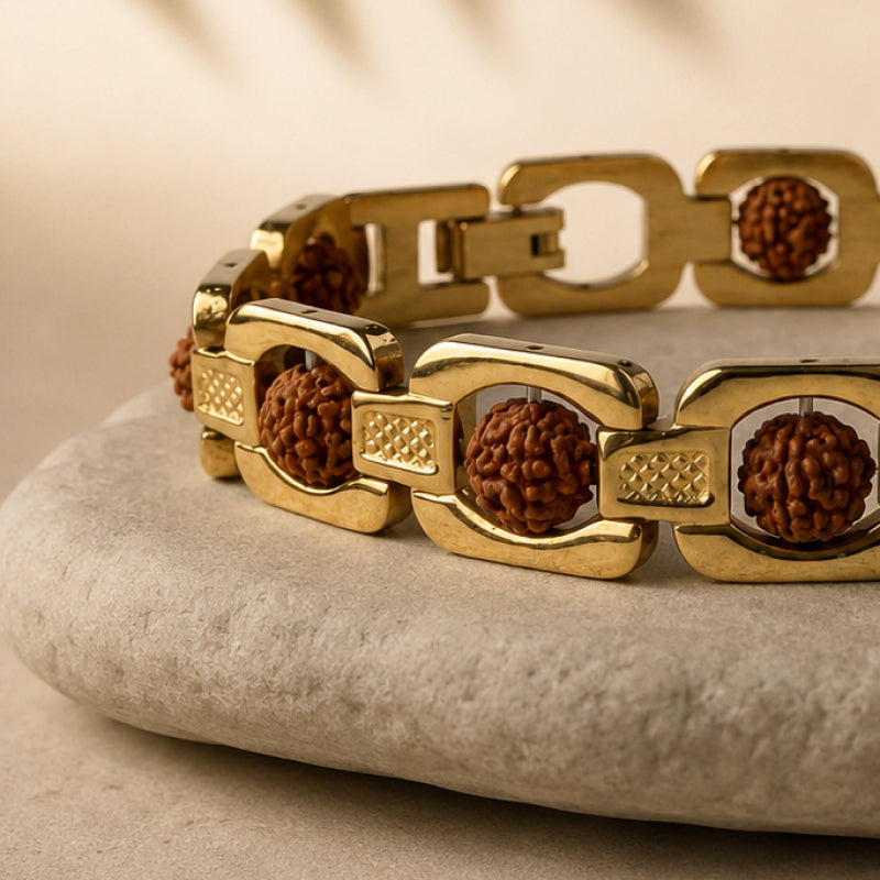 Signature Gold Plated Rudraksha Bracelet