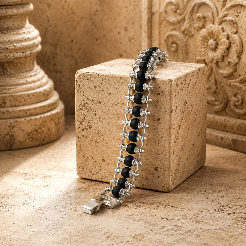 Ebon Silver Plated Karungali Bracelet