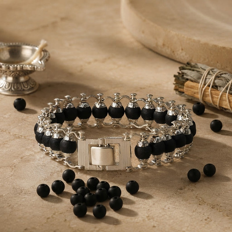 Ebon Silver Plated Karungali Bracelet