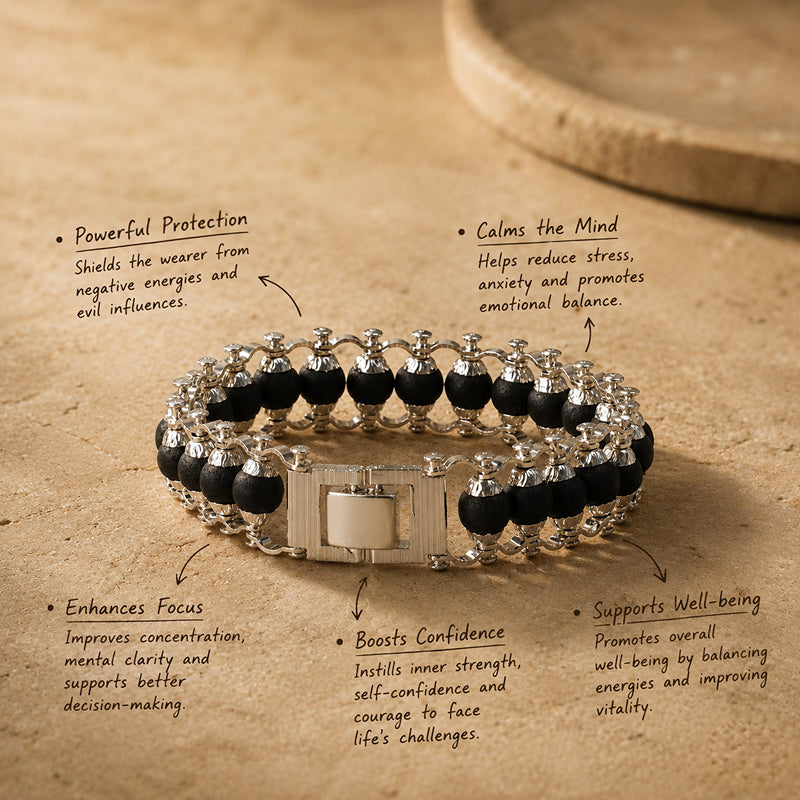 Ebon Silver Plated Karungali Bracelet