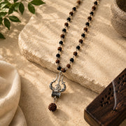 Karungali & Rudraksha Trishul Pendant Necklace