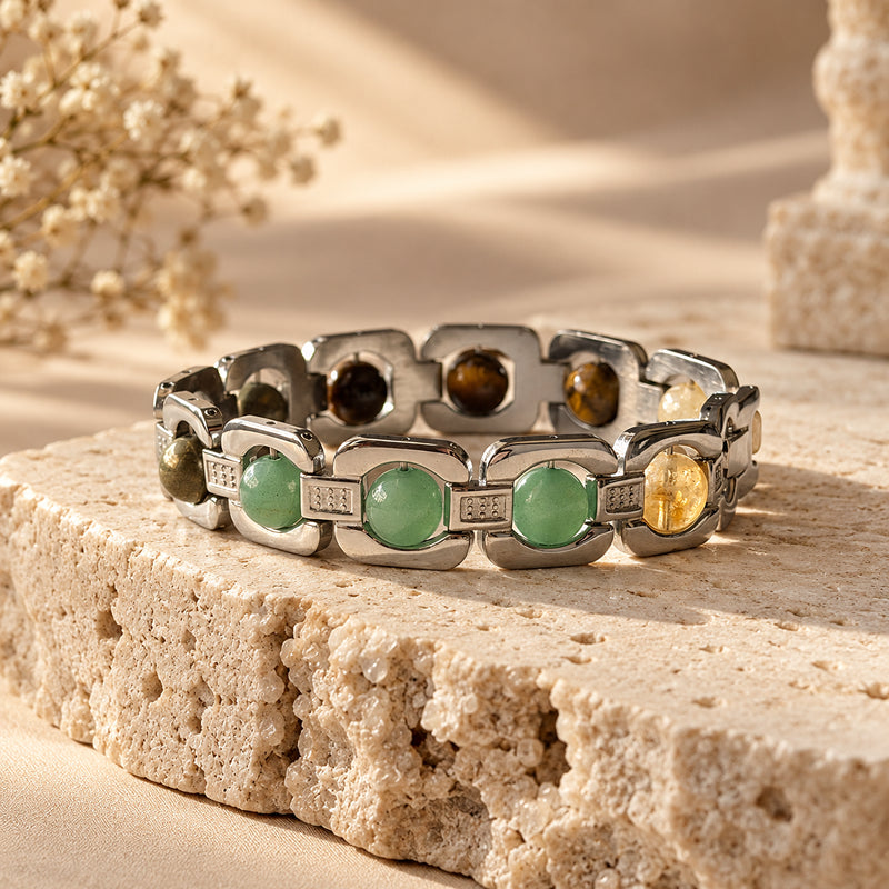 Pyrite Citrine Green Aventurine Abundance Trio Bracelet