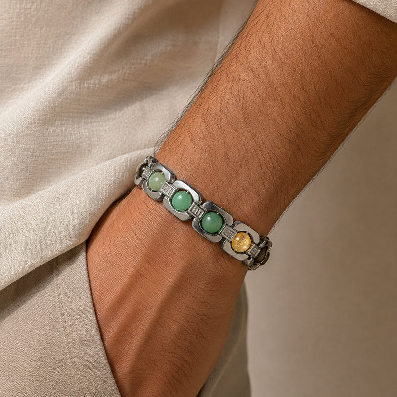 Pyrite Citrine Green Aventurine Abundance Trio Bracelet