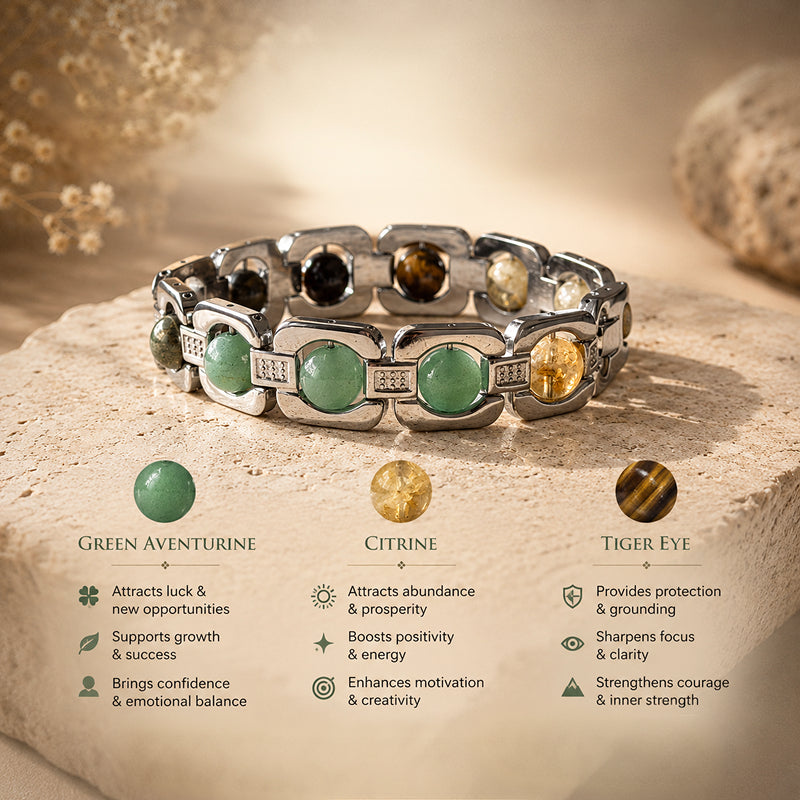 Pyrite Citrine Green Aventurine Abundance Trio Bracelet