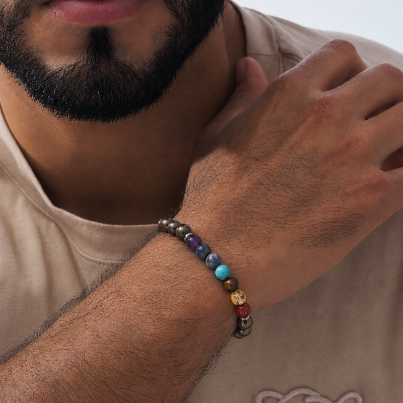 Manifest Pyrite 7 Chakra Bracelet