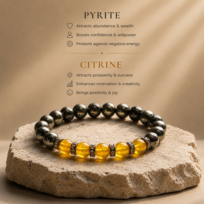 Pyrite Citrine Wealth & Prosperity Bracelet