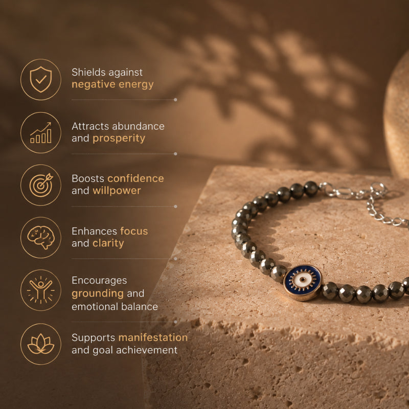Pyrite Evil Eye Bracelet
