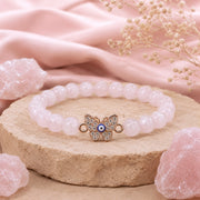 Buddha Rose Quartz Evil Eye Bracelet