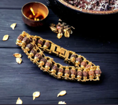 Gold Plated Modern Rudraksha Bracelet