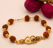 Gold Plated Om Rudraksha Bracelet for Men