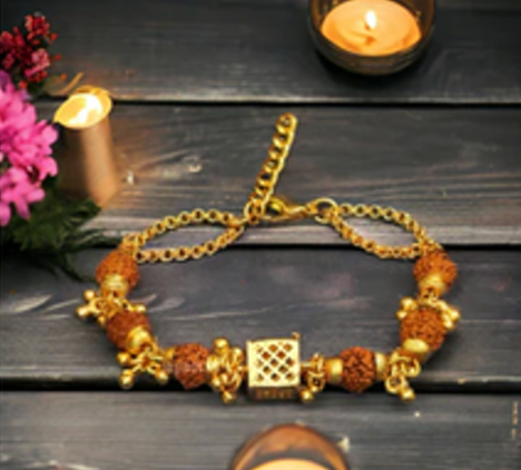 Gold Plated Cubic Rudraksha Bracelet for Women