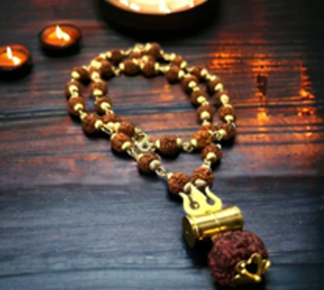 Gold Plated Trishul Rudraksha Necklace