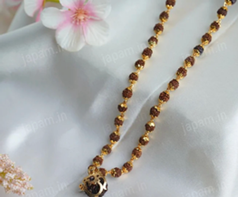 Gold Plated Shree Om Rudraksha Mala