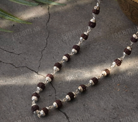 Silver Plated Elegant Rudraksha Mala