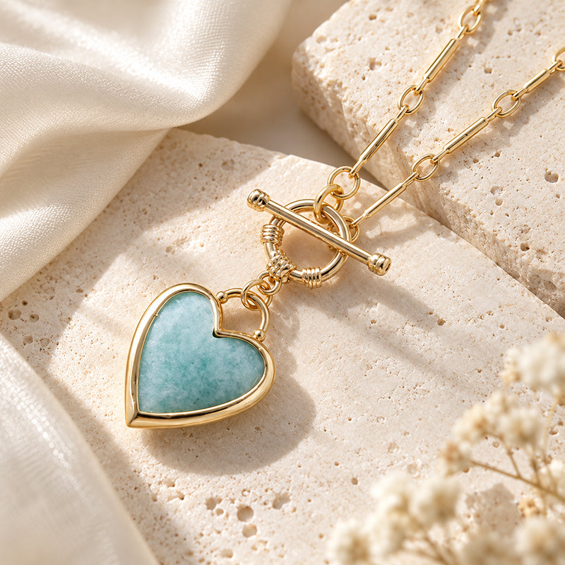 Solenne Amazonite Heart Necklace