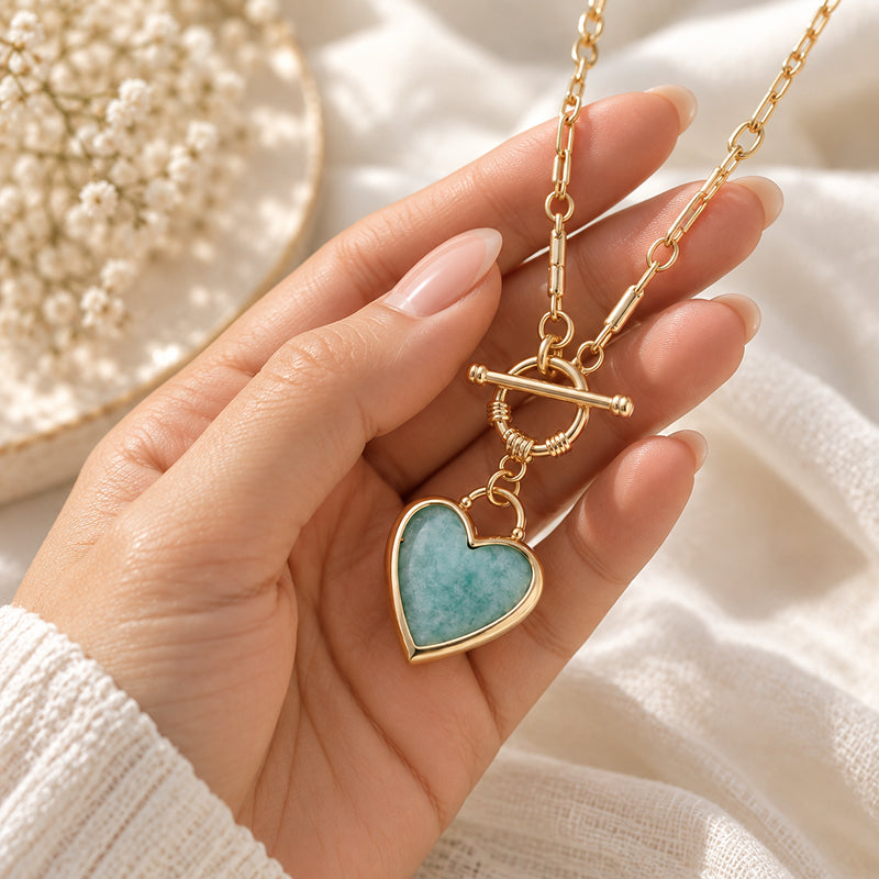 Solenne Amazonite Heart Necklace