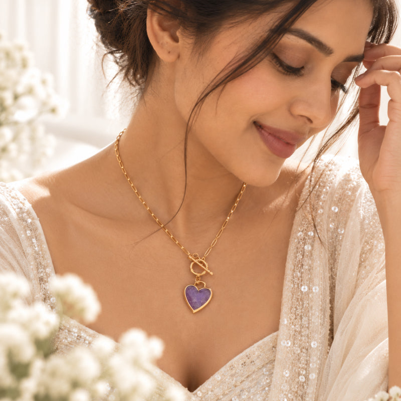 Solenne Amethyst Heart Necklace