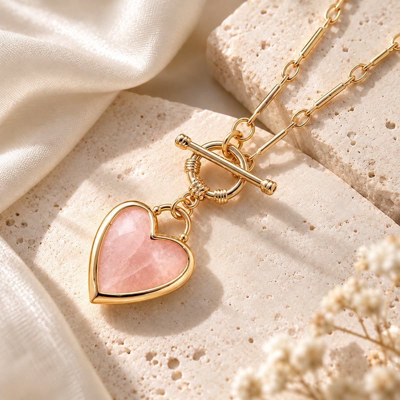 Solenne Rose Quartz Heart Necklace