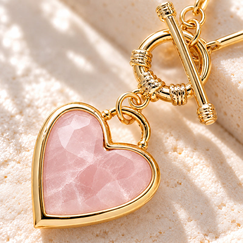 Solenne Rose Quartz Heart Necklace