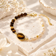 Laurent Tiger Eye Pearl Bracelet