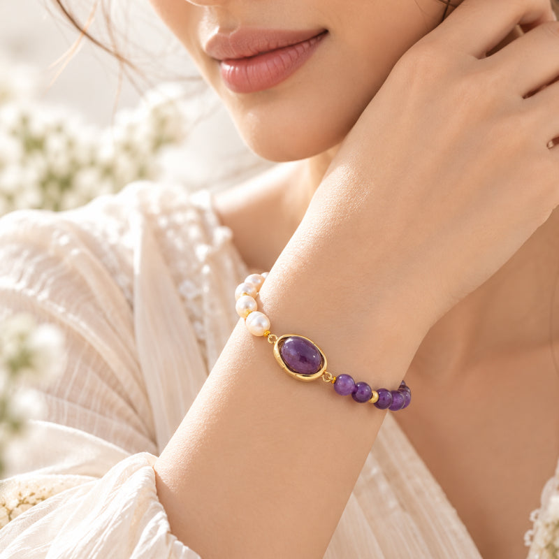 Laurent Amethyst Pearl Bracelet