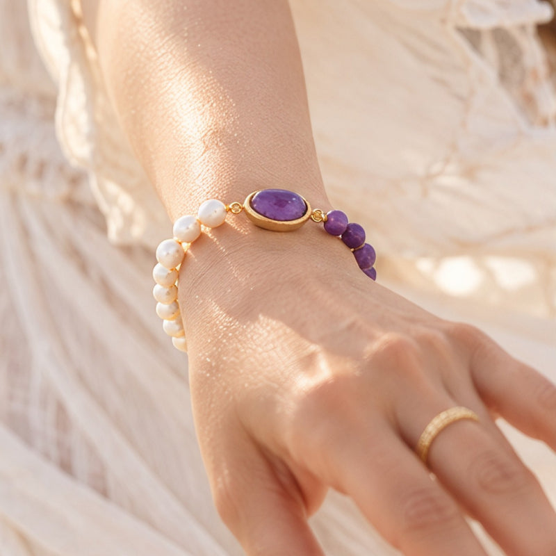 Laurent Amethyst Pearl Bracelet