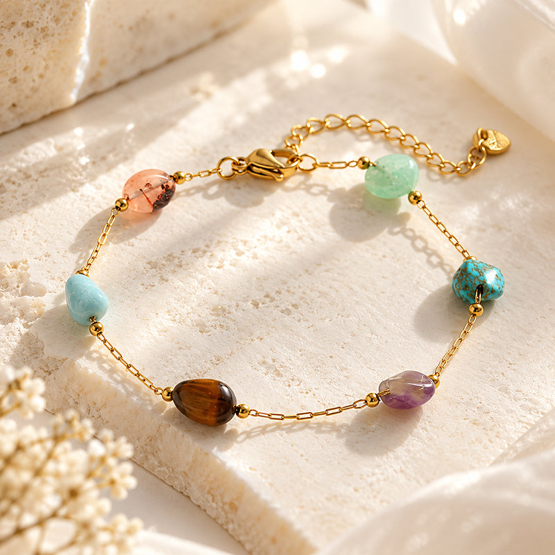 Monroe 18K Gold Plated Natural Stone Bracelet