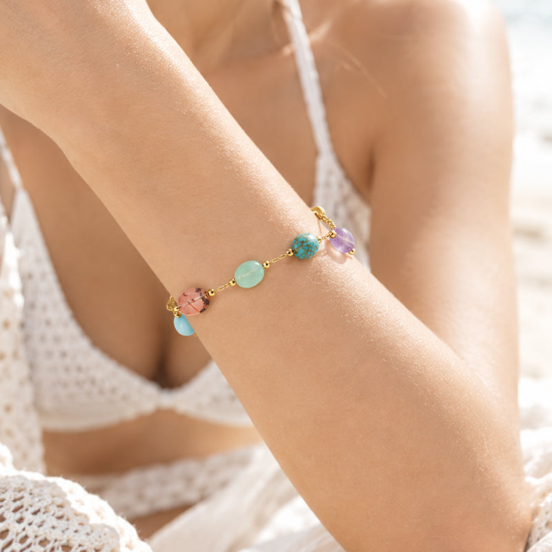 Monroe 18K Gold Plated Natural Stone Bracelet