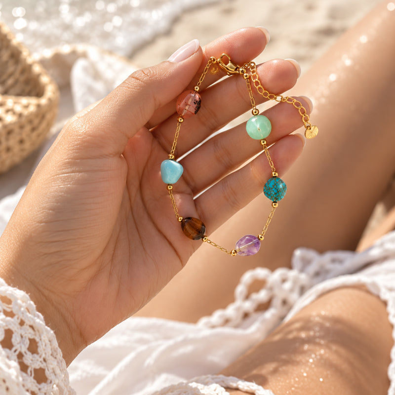 Monroe 18K Gold Plated Natural Stone Bracelet