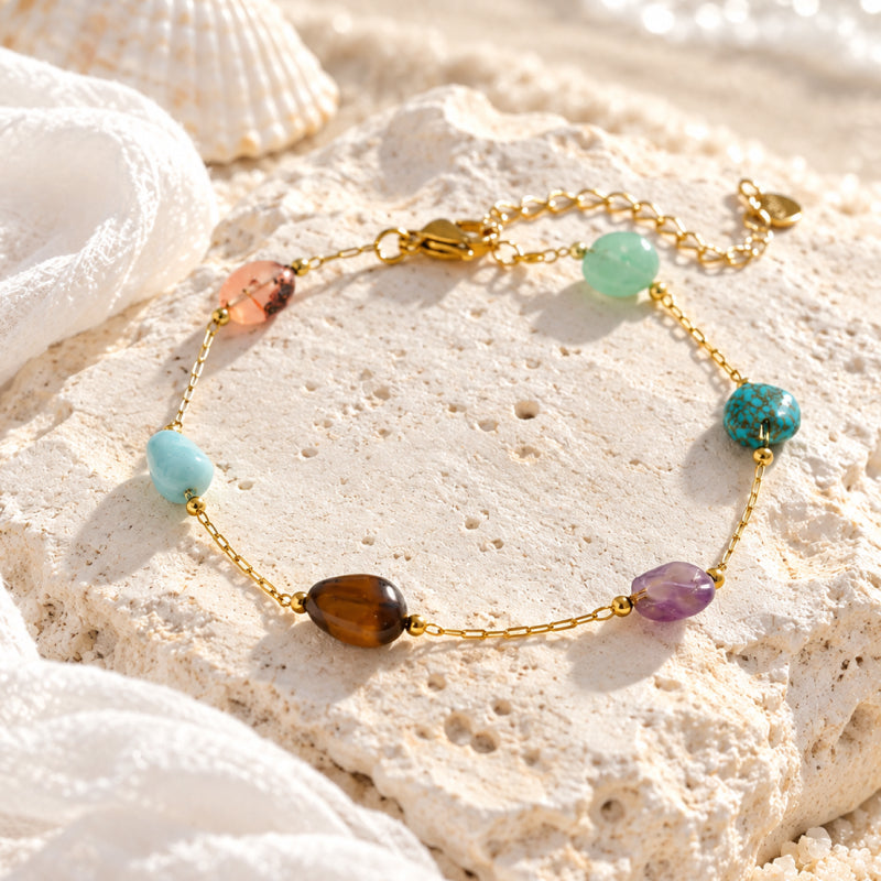 Monroe 18K Gold Plated Natural Stone Bracelet