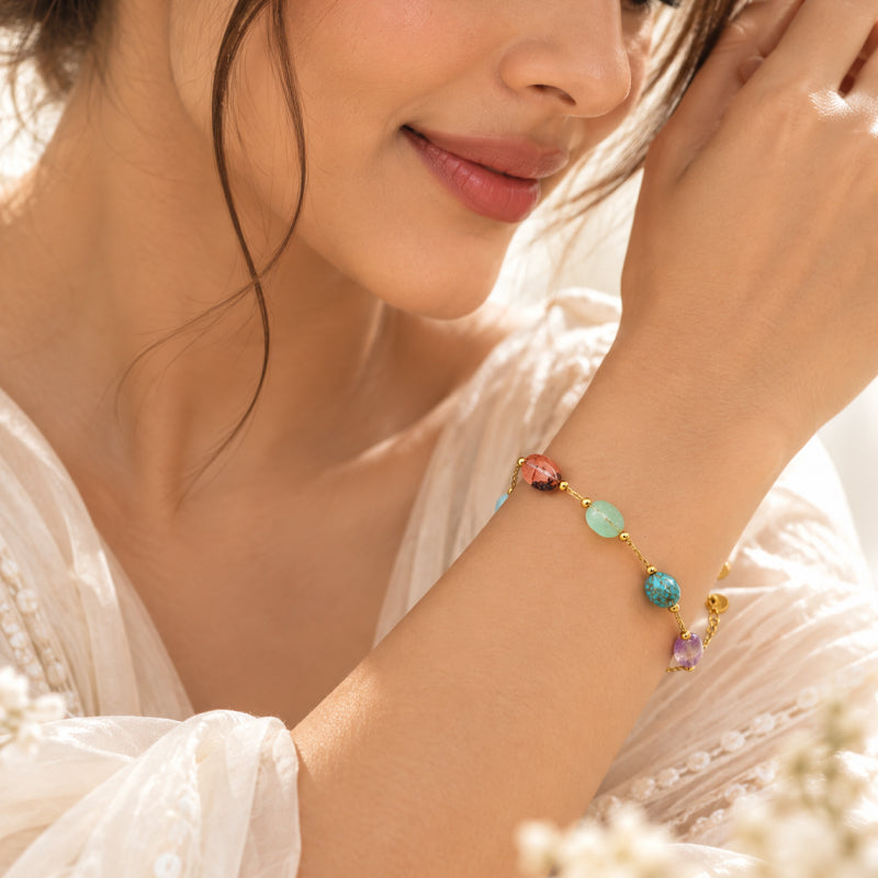 Monroe 18K Gold Plated Natural Stone Bracelet