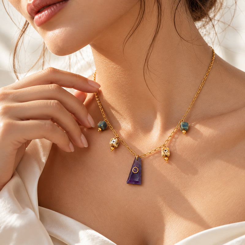 Seraphine 18K real gold plated  Amethyst Necklace