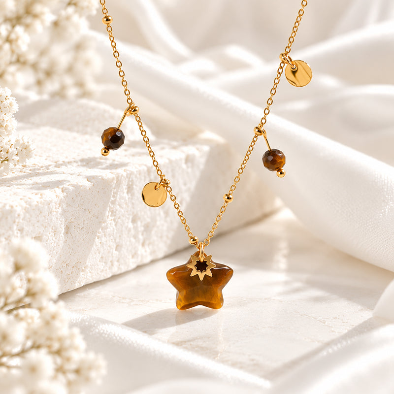 Serena  14K Real Gold Plated Tiger Eye Necklace