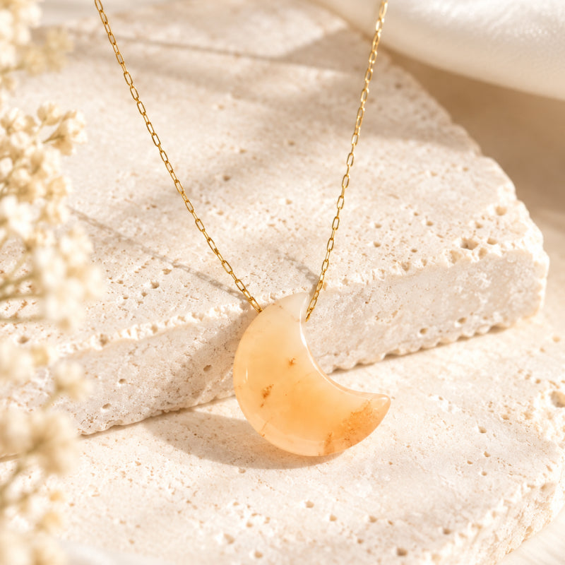 Solenne Citrine Moon Necklace