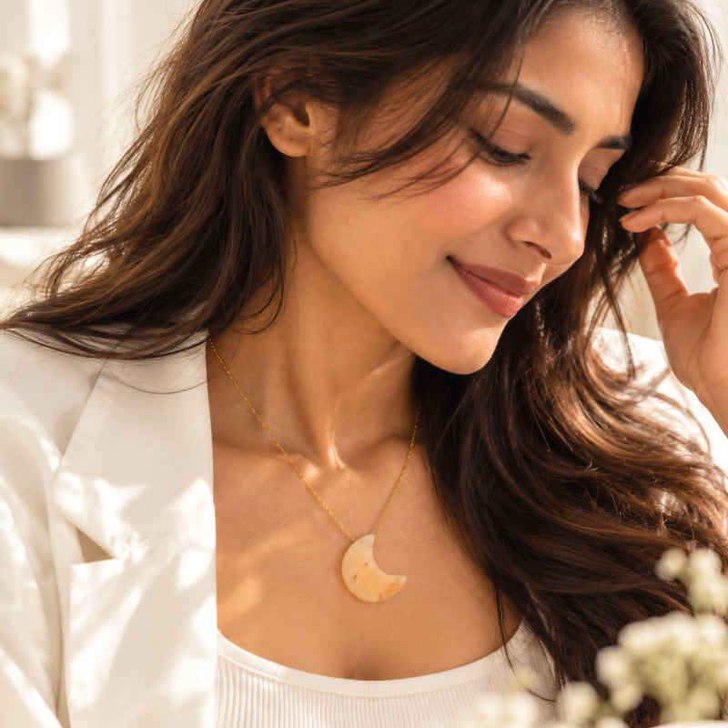 Solenne Citrine Moon Necklace