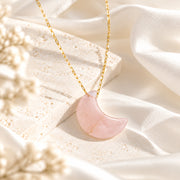 Solenne Rose Quartz Moon Real Gold Plated Necklace