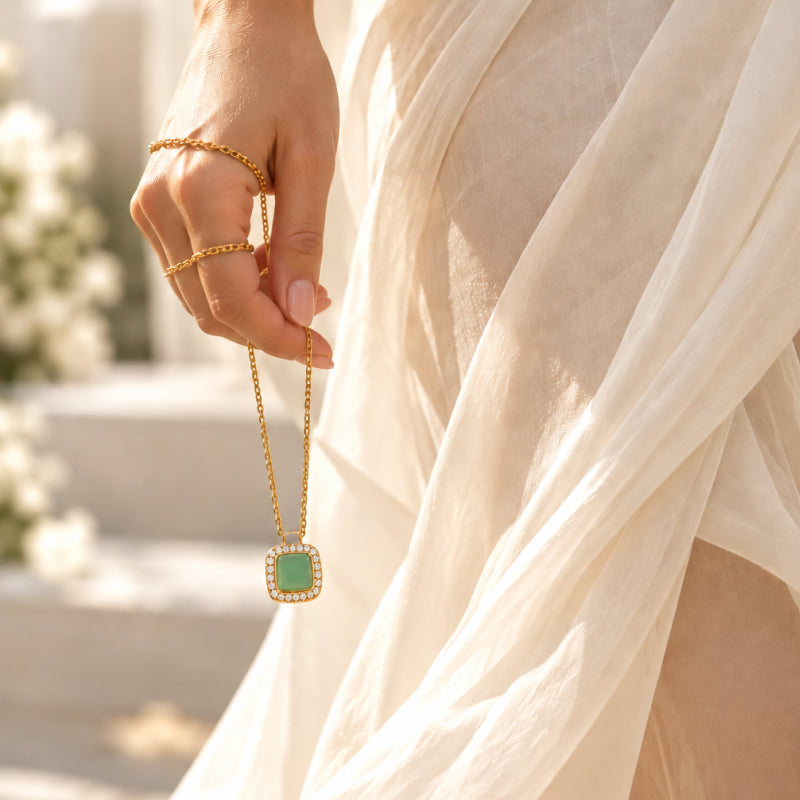Verde Elara Green Aventurine Necklace