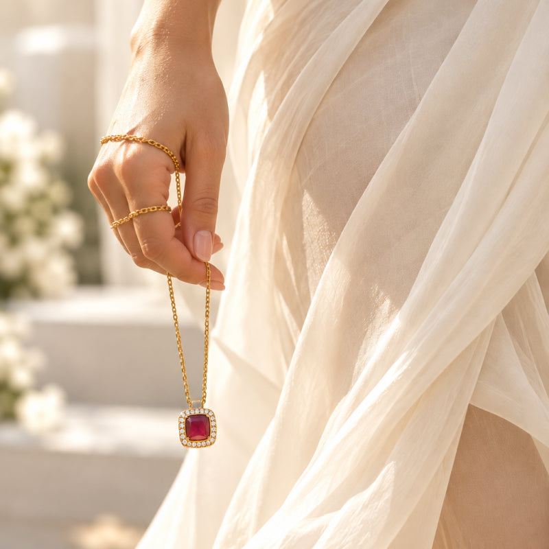 Celeste Rose Quartz Moon Necklace (DRAFT)