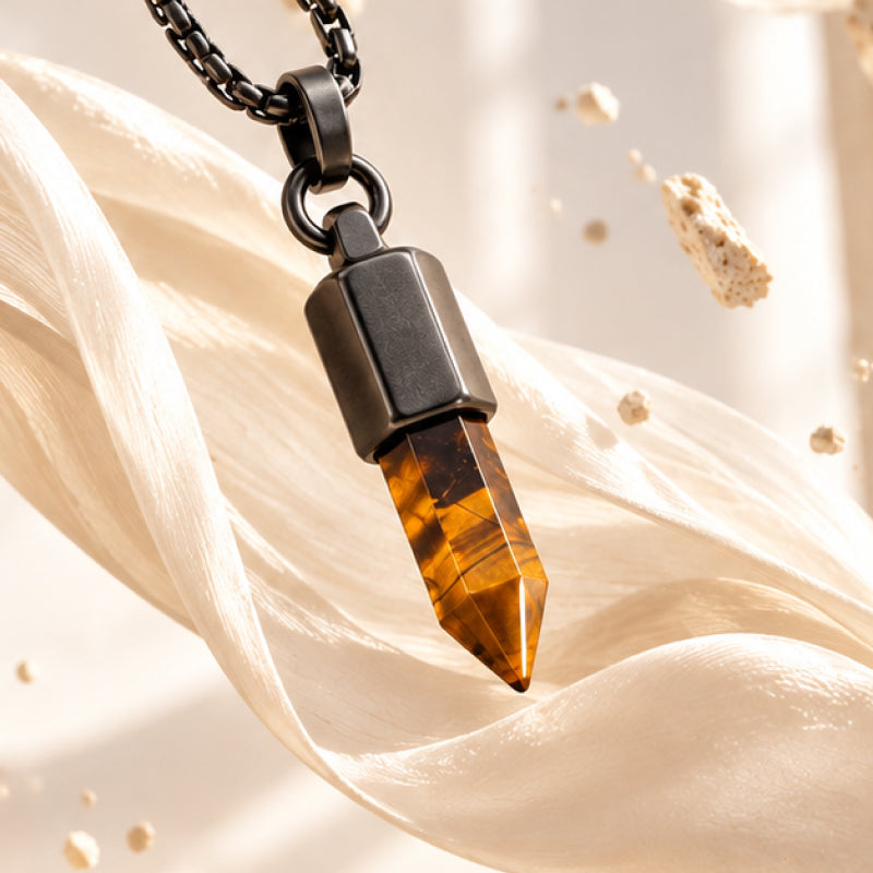 Lennox Tiger Eye Bullet Pendant Necklace