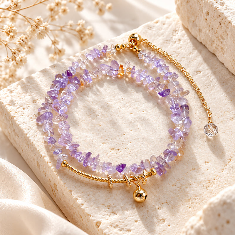 Eveline Amethyst Double Ring Bracelet