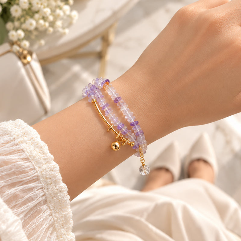 Eveline Amethyst Double Ring Bracelet