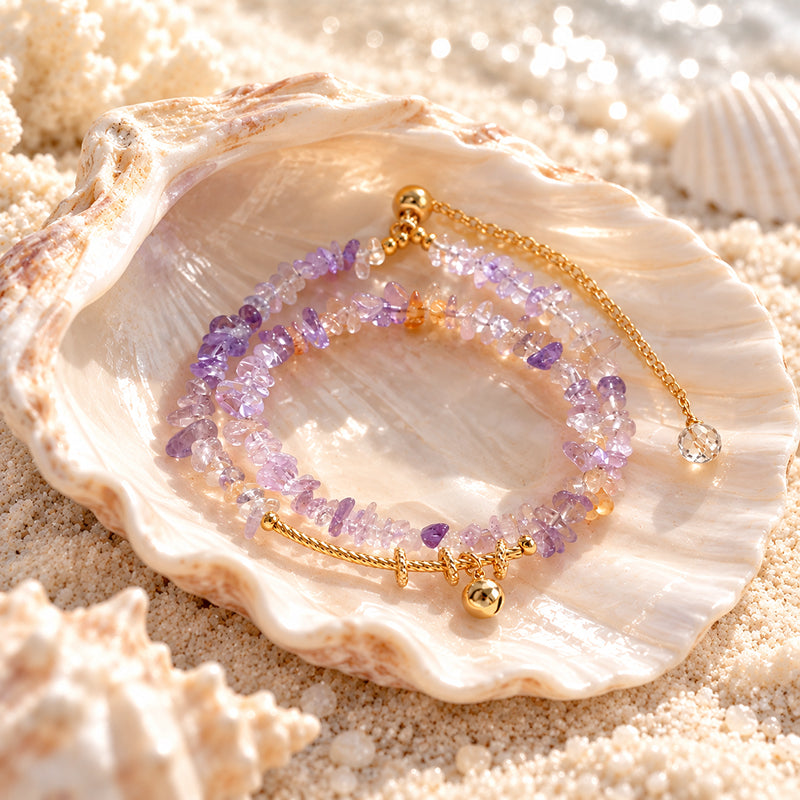 Eveline Amethyst Double Ring Bracelet