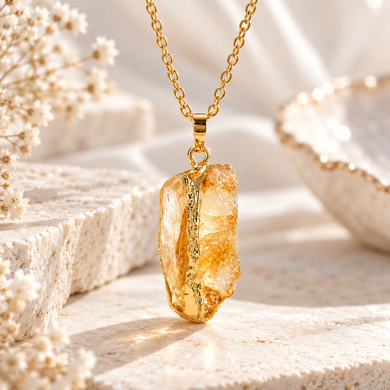 Aurelle Citrine Crystal Pendant Necklace
