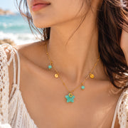 Serena  14K Real Gold Plated Green Aventurine Necklace