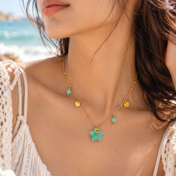 Serena  14K Real Gold Plated Amazonite Necklace